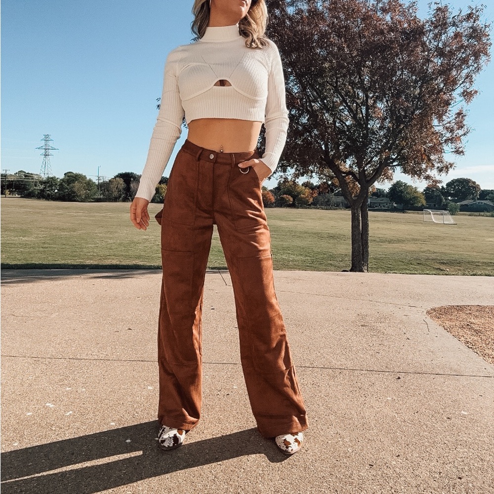 Brown Wide-Leg Pants